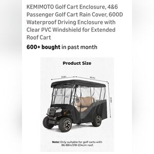 Black Golf Cart Enclosure with Clear Windshield